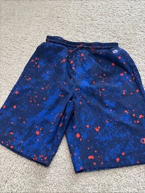 Champion Navy Blue with Red Splatter Athletic Shorts